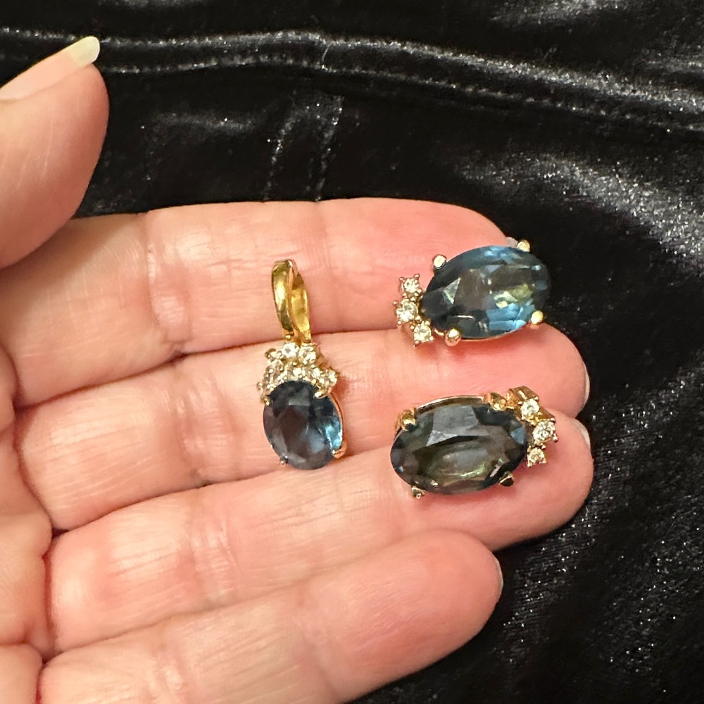 Christian Dior, Germany.  Elegant Blue and Gold Jewelry Set